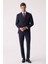 Erkek Lacivert Çizgili Slim Fit Kruvaze Takım Elbise 5