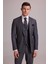 Erkek Gri Çizgili Slim Fit Çizgili Kırlangıç Yaka Yelekli Takım Elbise 1