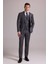 Erkek Gri Çizgili Slim Fit Çizgili Kırlangıç Yaka Yelekli Takım Elbise 4