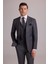 Erkek Gri Çizgili Slim Fit Çizgili Kırlangıç Yaka Yelekli Takım Elbise 5