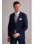 Erkek Lacivert Çizgili Slim Fit Mono Yaka %100 Yün Takım Elbise 4