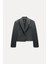 Allbucks Zara, Ince Çizgili Vatkalı Crop Blazer Ceket ABZRA1112 7