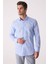 Erkek Mavi Slim Fit Gizli Yaka Düğmeli Keten Gömlek 5