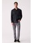Erkek Siyah Slim Fit Klasik Yaka Keten Gömlek 3
