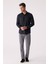 Erkek Siyah Slim Fit Klasik Yaka Keten Gömlek 5