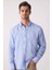 Erkek Mavi Slim Fit Klasik Yaka Keten Gömlek 1