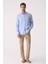 Erkek Mavi Slim Fit Klasik Yaka Keten Gömlek 2