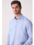 Erkek Mavi Slim Fit Klasik Yaka Keten Gömlek 5
