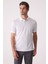Erkek Beyaz Regular Fit Polo Yaka Desenli Merserize Tişört 5