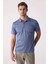 Erkek Mavi Regular Fit Desenli Merserize Polo Yaka Tişört 1