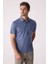 Erkek Mavi Regular Fit Desenli Merserize Polo Yaka Tişört 3