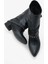 Kadın Sivri Burun Troklu Topuklu Günlük Bot Ginos Siyah 3