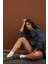 Çizgili Oversize Poplin Gömlek Lacivert 1