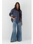 Çizgili Oversize Poplin Gömlek Lacivert 2
