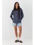 Çizgili Oversize Poplin Gömlek Lacivert 4