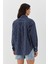 Çizgili Oversize Poplin Gömlek Lacivert 5