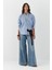 Çizgili Oversize Poplin Gömlek Mavi 2