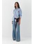 Çizgili Oversize Poplin Gömlek Mavi 3
