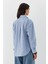 Çizgili Oversize Poplin Gömlek Mavi 4