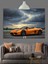 Turuncu Spor Araba Manzarası Dekoratif Kanvas - Mdf Ahşap Tablo 5