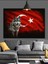 Türk Bayrağı Önünde Kurt Dekoratif Kanvas - Mdf Ahşap Tablo 4