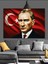 Bayrak Önünde Atatürk Portresi Dekoratif Kanvas - Mdf Ahşap Tablo 1
