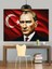 Bayrak Önünde Atatürk Portresi Dekoratif Kanvas - Mdf Ahşap Tablo 3