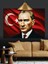 Bayrak Önünde Atatürk Portresi Dekoratif Kanvas - Mdf Ahşap Tablo 5