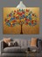 Renkli Yapraklı Hayat Ağacı Dekoratif Kanvas - Mdf Ahşap Tablo 1