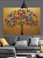 Renkli Yapraklı Hayat Ağacı Dekoratif Kanvas - Mdf Ahşap Tablo 5