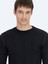 Siyah Bisiklet Yaka Jakarlı Yün Karışımlı Triko Kazak 4