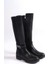 Kadın Siyah Tokalı Dalgıç Kumaş Dizaltı Çizme 4