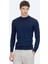 Açık Lacivert Yarım Balıkçı Yaka Jakarlı Yün Karışımlı Triko Kazak 1