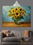Vazoda Sarı Ayçiçekleri Dekoratif Kanvas - Mdf Ahşap Tablo 1