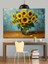 Vazoda Sarı Ayçiçekleri Dekoratif Kanvas - Mdf Ahşap Tablo 2