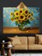Vazoda Sarı Ayçiçekleri Dekoratif Kanvas - Mdf Ahşap Tablo 4