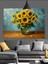 Vazoda Sarı Ayçiçekleri Dekoratif Kanvas - Mdf Ahşap Tablo 5