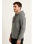 Erkek Gri Kapüşonlu SWEATSHIRT-W1108 2
