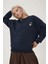 Kadın Rahat Hayvan Nakışlı Şardonlu Bisiklet Yaka Hoodie Blue 4
