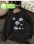 Çiçek Baskı Detaylı Içi Polarlı Kapüşonlu Sweatshirt 1