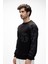 Deep Si̇yah Crewneck Erkek Baskılı Sweatshirt 2