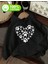 Kalp Pati Baskı Detaylı Içi Polarlı Kapüşonlu Sweatshirt 1