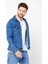 Erkek Mevsimlik Jeans Basic Bol Mavi Kot Ceket 5