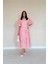 Pembe Kemerli Balon Kollu Elbise Pembe-S 3