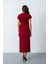 Kadın Bordo Toka Detay Midi Davet Elbisesi 5