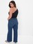 Kadın Koyu Mavi High Rise Stride Wide-Leg Jean Pantolon 1