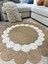 Hasır Jüt Çiçek Desenli Kilim Halı 2