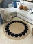 Cookie Yuvarlak Jüt Hasırlı El Örgüsü Kilim Halı 4