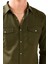 Haki Özel Yıpranmaz Kumaş Erkek Kot Gömlek 3
