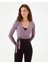 Kadın Lila Anvelop Wrap Crop -EcoVero Viskoz, Belden Bağlamalı, Vücuda Oturan, Kruvaze Tasarım, Kısa Crop Boy, Yoga, Pilates, Spor ve Günlük Aktiviteler İçin Rahat Bluz 3